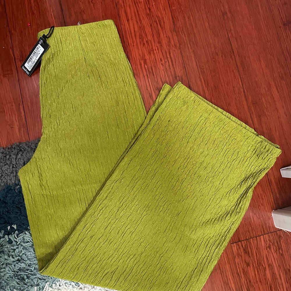 Vibrant Green Textured Pants